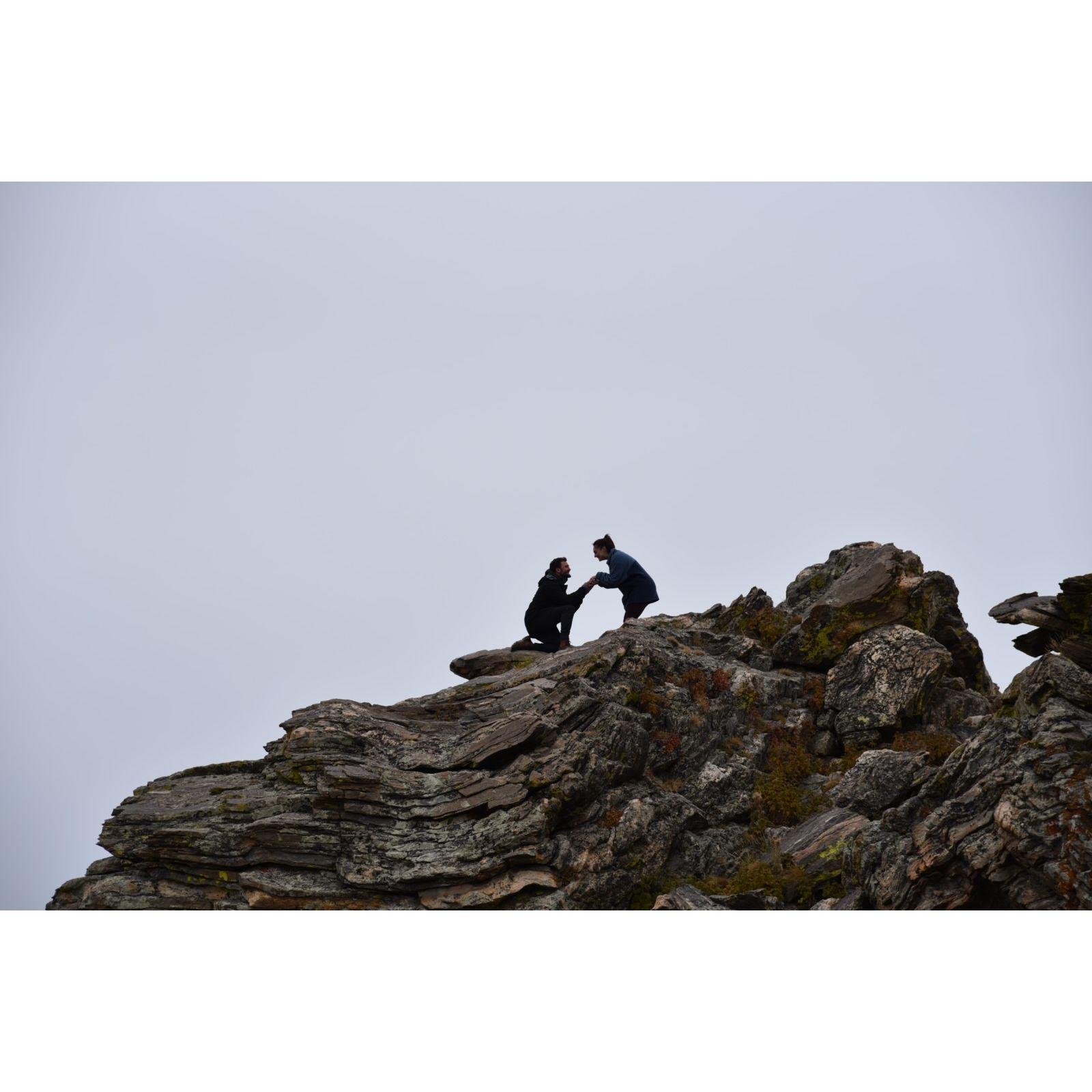 Where Liam popped the question on an early Sunday morning hike at St. Mary's Glacier, CO
