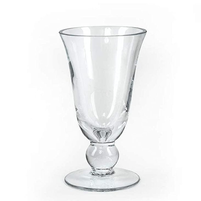 Serene Spaces Living Wazon Glass Urn Vase, Decorative Pedestal Bouquet Vase, Ideal as Floral Centerpieces at Wedding, Event, Party, Measures 7.5" Tall & 4.5" Diameter