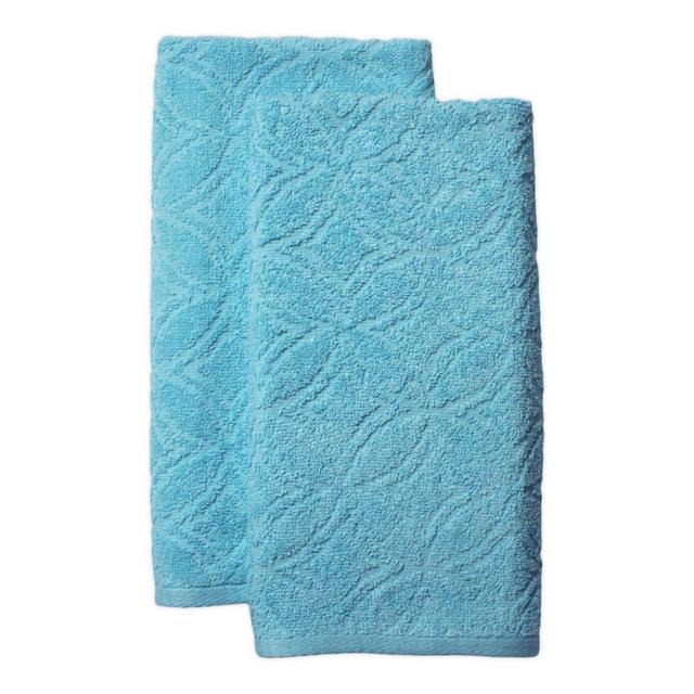 Freshee Solid Kitchen Towels in Aqua (Set of 2)