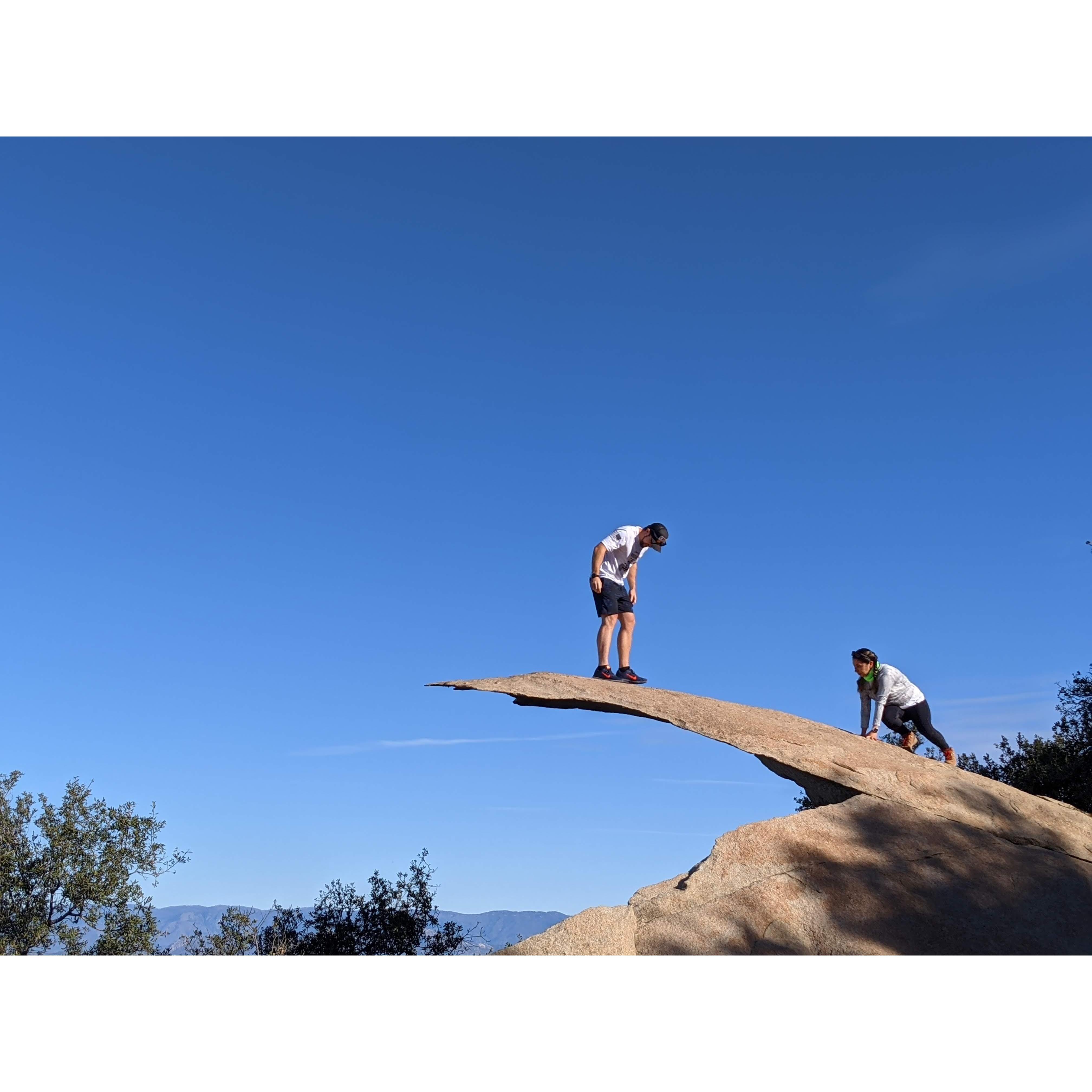 Evan made it out the rock first, with Selina barely interested in standing up.