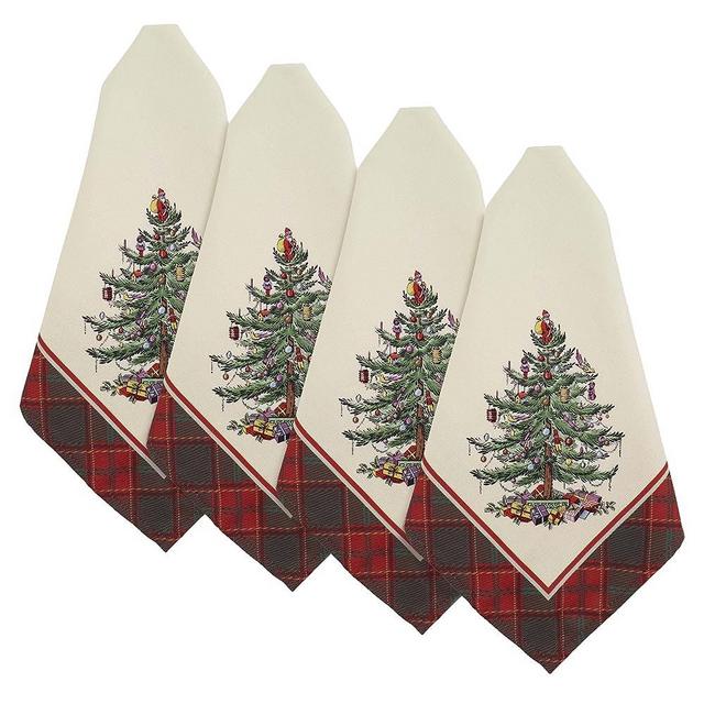 Spode - 4pc Napkin Set, Holiday Inspired Home Decor (Red Tartan)