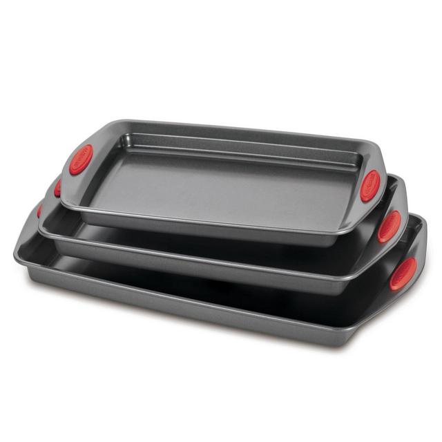 Rachael Ray 3pc Nonstick Cookie Sheet Set with Blue Grips