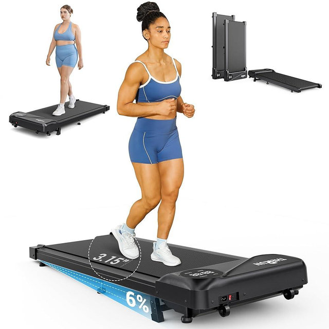 THERUN Walking Pad Treadmill Under Desk, Portable Mini Treadmill for Home/Office, Walking Pad Machine with 2.5HP and 265 lbs Weight Capacity Remote Control LED Display
