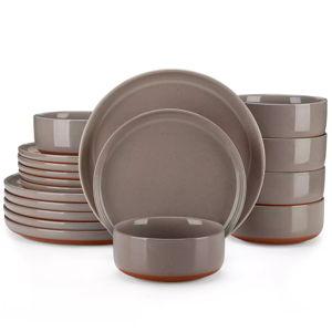 Tara 18 Piece Stoneware Dinnerware Set - Brown
