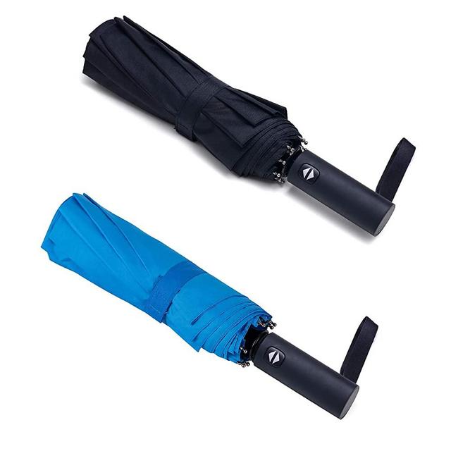 PFFY 2 PACKS Travel Umbrella Windproof 10 RIBS Auto Open & Close Collapsible Folding Small Compact Umbrella for Rain