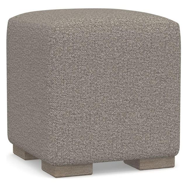 Universal Upholstered Cube, Performance Chateau Basketweave Light Gray