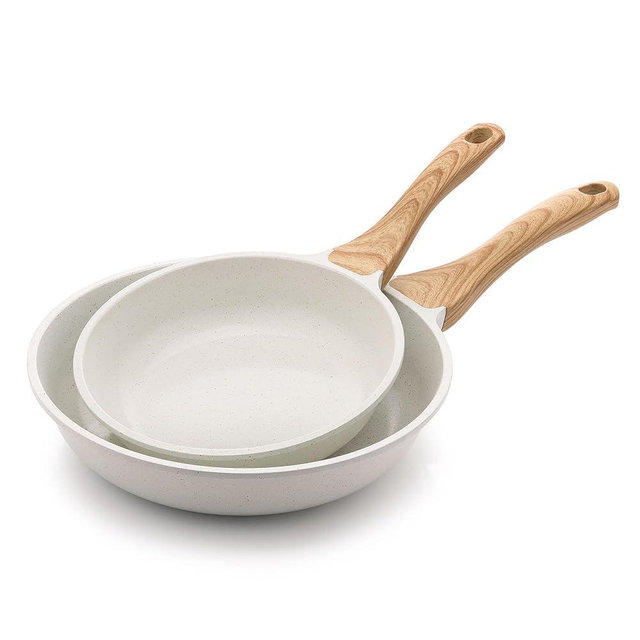 SENSARTE Nonstick Frying Pan Skillets, White Ceramic Coating Omelette Pans, Healthy Cookware Chef's Pan, Free of Intentionally Added PTFE & PFAS (8+10 Inch)