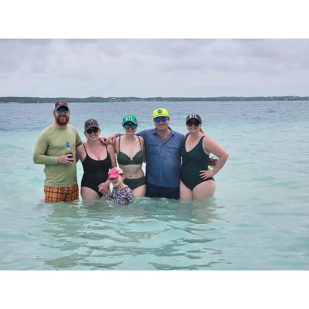 Fun in the Bahamas with co-best man Josh, Brandy, their sweet daughter Finley, and bridesmaid Allison!