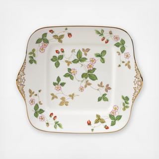 Wild Strawberry Square Cake Plate