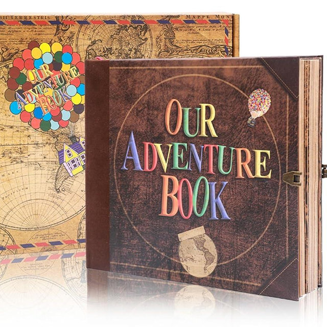 Our Adventure Book 146-Page DIY Handmade Scrapbook, Embossed Leather Cover - Ideal for Memories, Anniversary, Wedding, and Best Friend Gift - Inspired by the 'Up' Saga(Ball - Our Adventure Book)