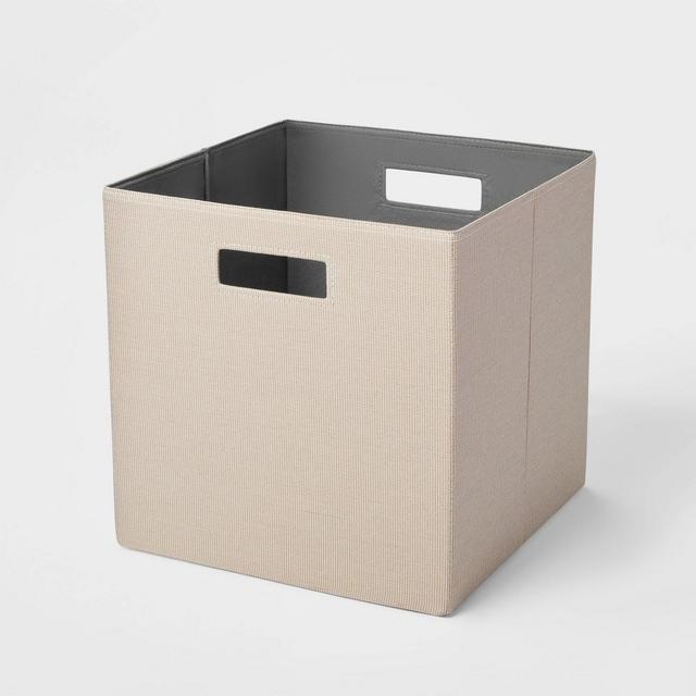 13" x 13" Fabric Bin Woven Yarn Dye Light Taupe - Brightroom™