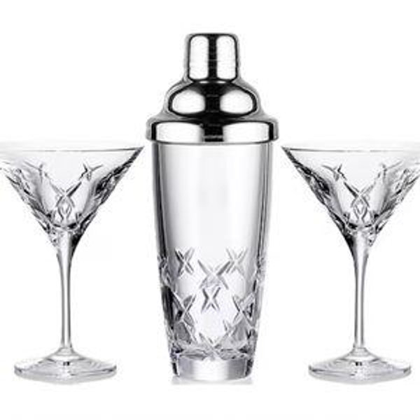 Marquis by Waterford Riverdale Collection Crystal Cocktail Shaker & 2 Glass, Set of 3 | Dillard's
