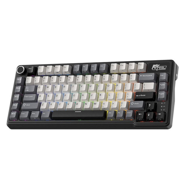 RK ROYAL KLUDGE L75 Gasket Mount Mechanical Keyboard w/Knob/Macro Keys & Touchable Nameplate, Tri-Mode 75% TKL Wireless Keyboard BT/2.4G/USB-C, Hot Swappable, Pro Software, Massive 8000mAh Battery