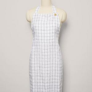Washed Linen Apron - Check