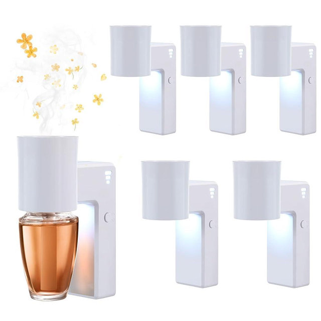 6 Pcs Wall Fragrance Plug in with Night Light Compatible with Bath and Body Works Wallflowers, with 3-Speed Adjustable Fragrance Essential Oil Diffuser for Home, White