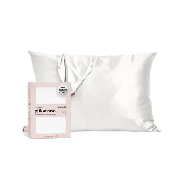 Kitsch Queen Size Thread Count "600" Satin Standard Pillowcase - Ivory