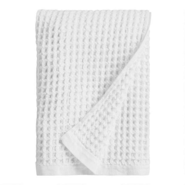 White Waffle Weave Cotton Bath Towel