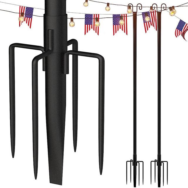 addlon 2Pack 10FT String Light Poles for Outdoor String Lights, Waterproof Harder Metal Outdoor Poles for Hanging String Lights for Patio, Garden, Bistro, Wedding, Parties - Black