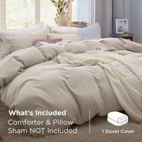 Bedsure Twin Duvet Cover Only - Prewashed Extra Soft All Season Bedding, Includes 1 Duvet Cover Twin Size 68x90 Inches with Zipper Closure, Linen, Comforter Not Included