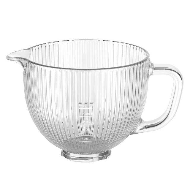 GVODE Striped Glass Bowl for KitchenAid Stand Mixer, Compatible With KitchenAid 4.5-5 QT Tilt-Head Stand Mixer, As Kitchen Aid Attachments, Striped Glass Bowl for KitchenAid with Measurement Markings