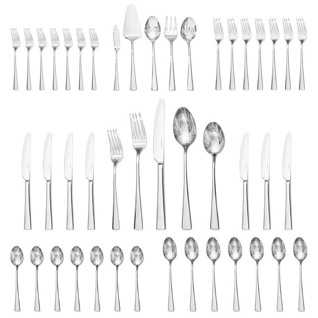 KINGSTONE Silverware Set for 8, 45-Piece Forged 18/10 Stainless Steel Flatware Set with Serving Utensils, Mirror Finish Cutlery Set Dishwasher Safe for Home, Restaurant, Wedding, Party