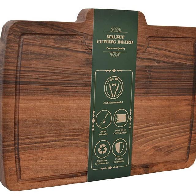 Walnut Cutting Boards - Large Thick Walnut Cutting Board With Juice Groove (17"x12.6") Reversible Large Wooden Chopping Board - Black Walnut Cutting Board for Kitchen - Reversible with Juice Groove