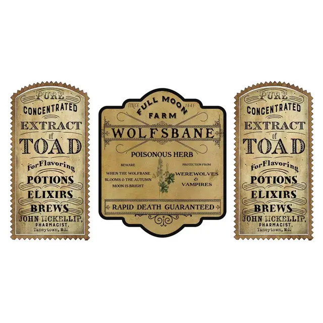 Courtside Market Herbs and Potions 18-Inch x 30-Inch Gallery Art Decals (3-Piece Set)