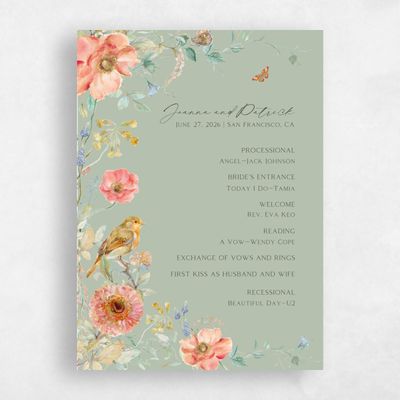 Laurel Green Wedding Program - Aurelia