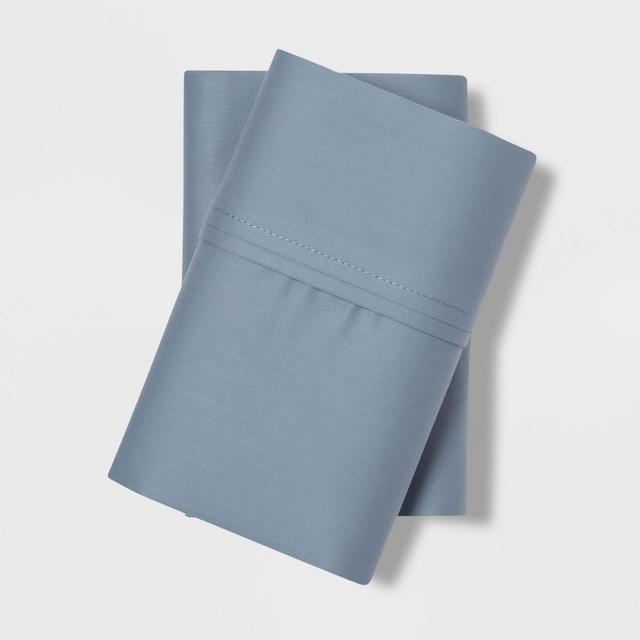 King 400 Thread Count Solid Performance Pillowcase Set Blue - Threshold™