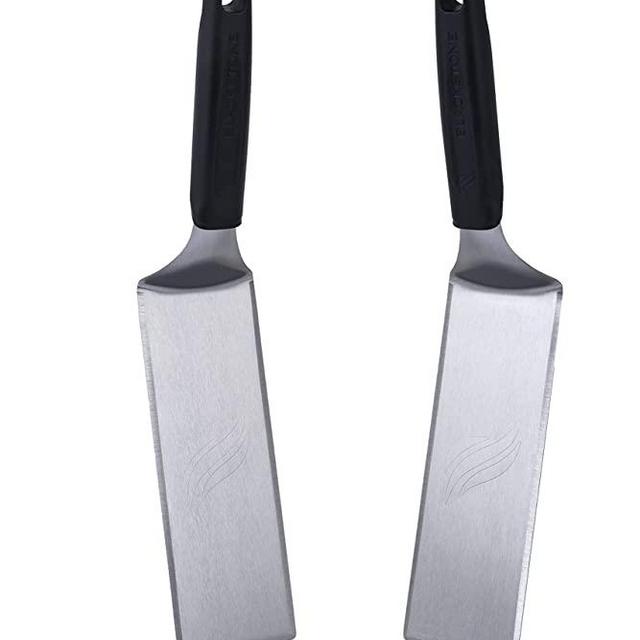 Blackstone 5550 Extra Long Griddle Spatula Set of 2- Perfect Heavy-Duty Stainless Steel Premium Flat Top BBQ Grill Accessories, Non-Slip Plastic Handle, Heat Resistant, Dishwasher Safe Easy to Clean