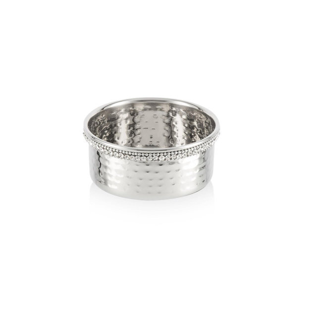 Classic Touch Stainless Steel Wine Coaster with Crystal Bead Edge, 4"D