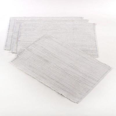 Set of 4 Shimmering Design Ribbed Placemat White - Saro Lifestyle