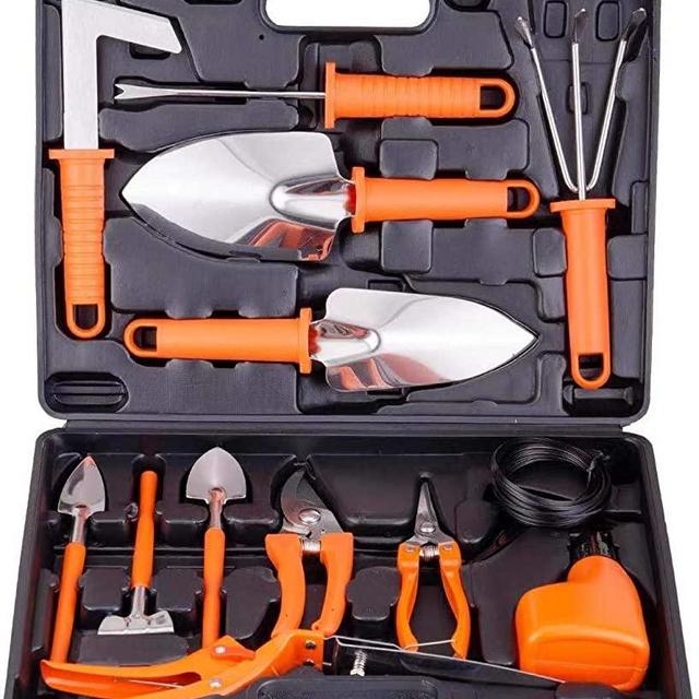 Yafei Set,14 Pieces Stainless Steel, Gardening Gifts for Women,Men,Gardener,Sprayer,Gardening Gifts for Women & Men (Orange)