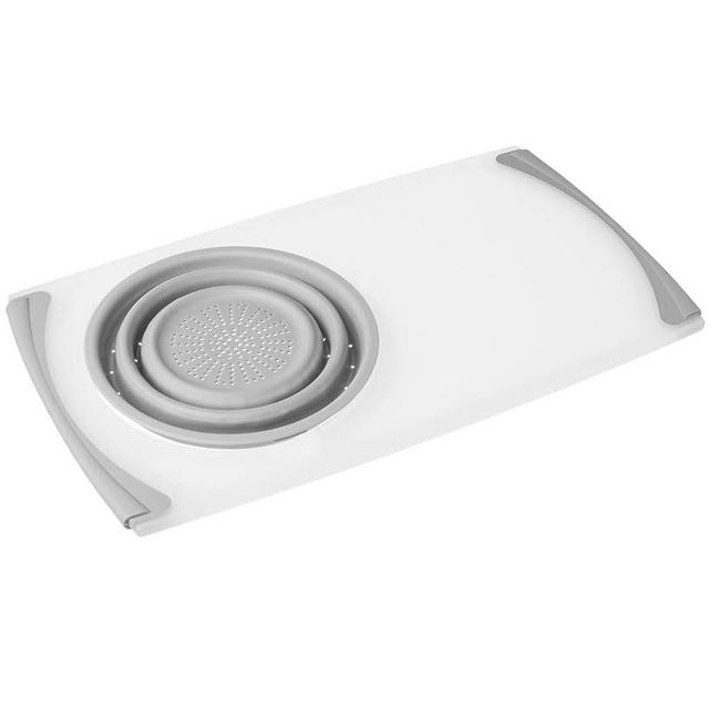 Nonslip Over-the-Sink Cutting Board With Colander
