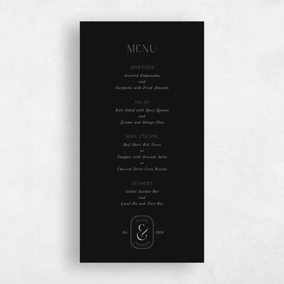 Black Wedding Menu - Bayeux