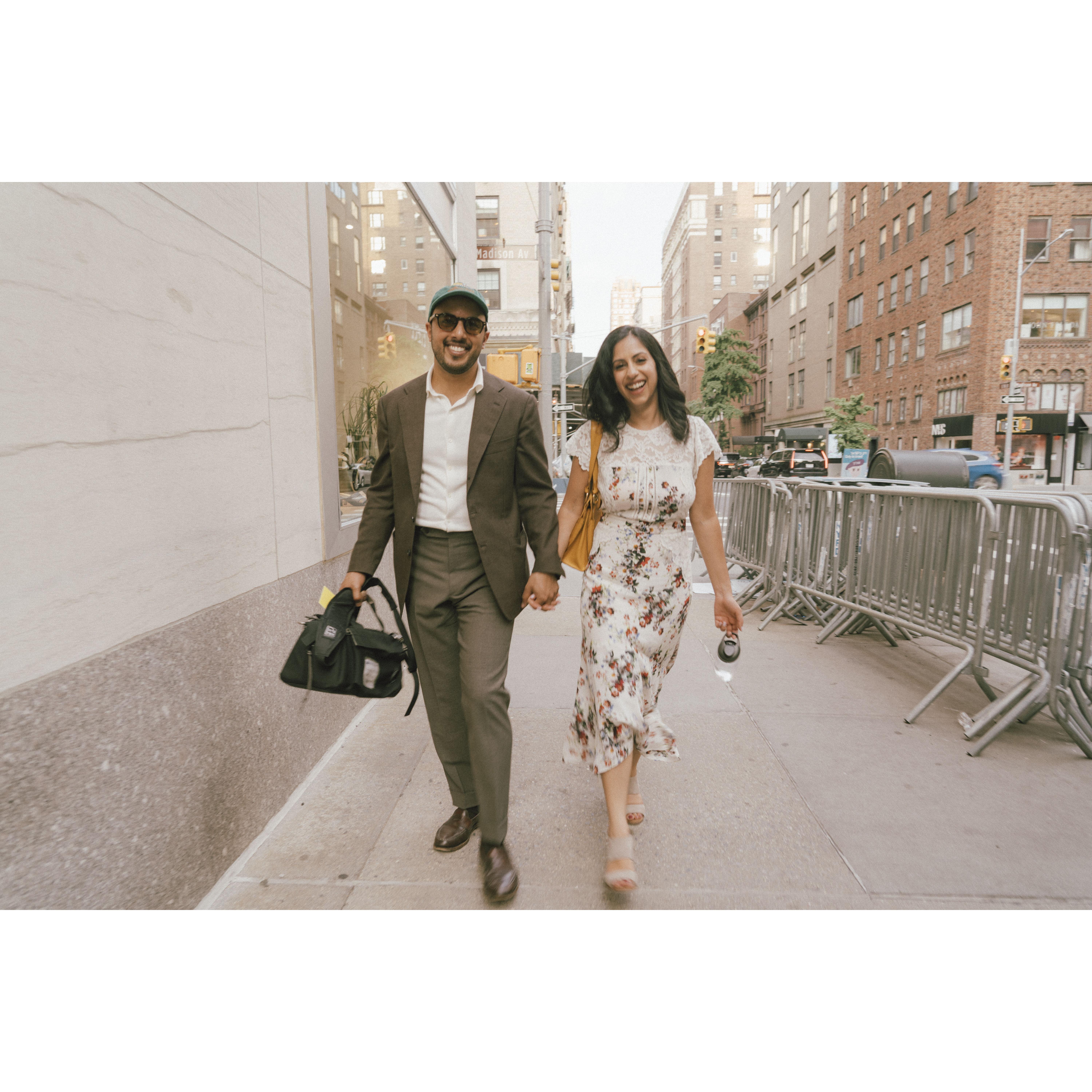 Walking to Central Park right after we got engaged! Photo cred: Zayira Ray <3