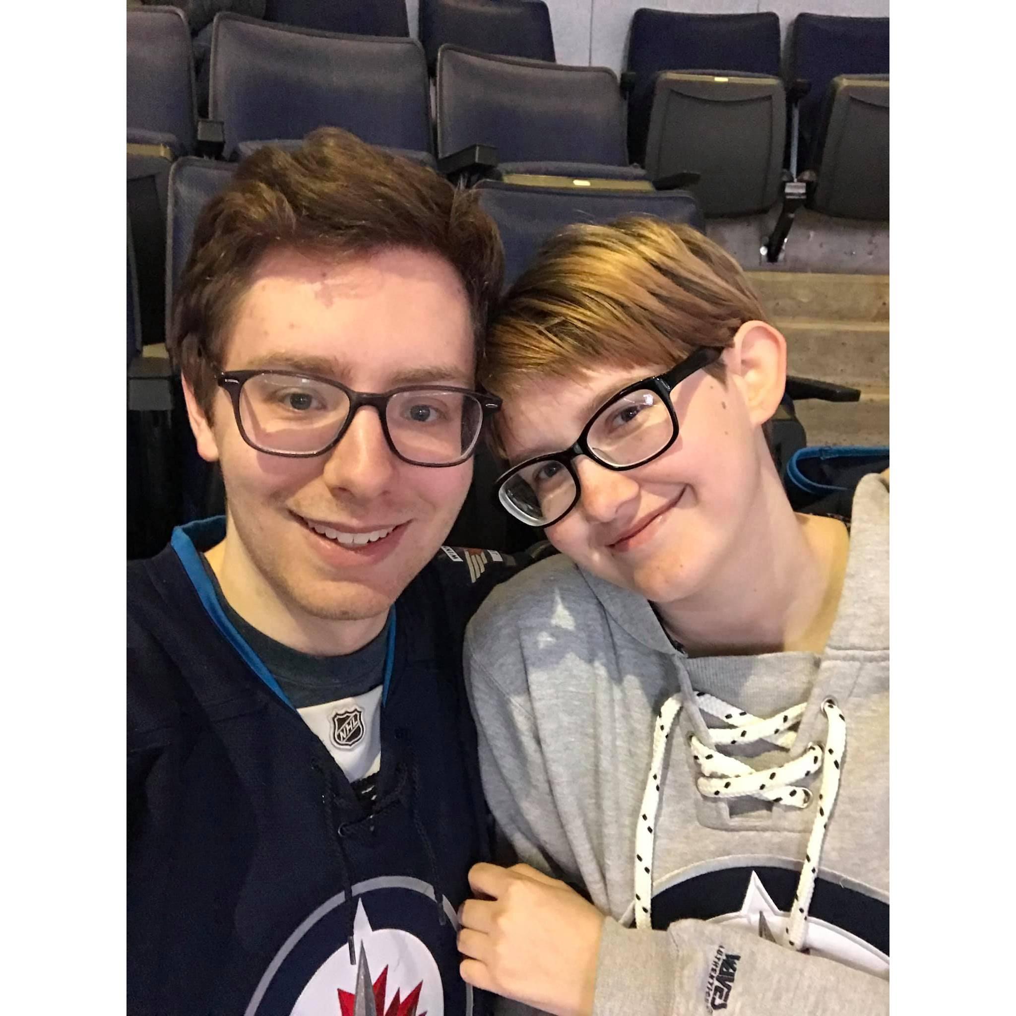 Taken during our first hockey game together!