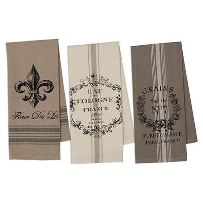 French Grain Sack Printed Dishtowel (Set Of 3)- Design Imports