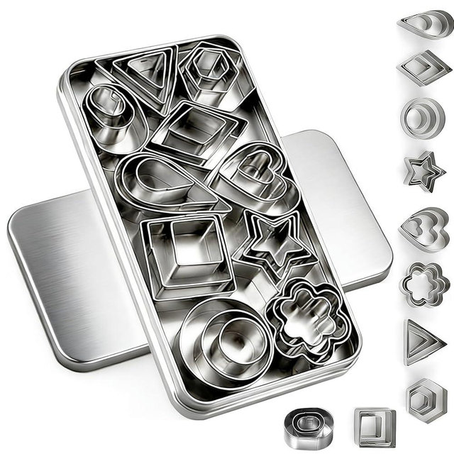 30Pcs Mini Cookie Cutter Set，Stainless Steel Multi Shapes Kit Cutters for Baking, Holiday Cookies, Small Stainless Steel Fruit Veggie Tiny Polymer Clay Cutters for Kids