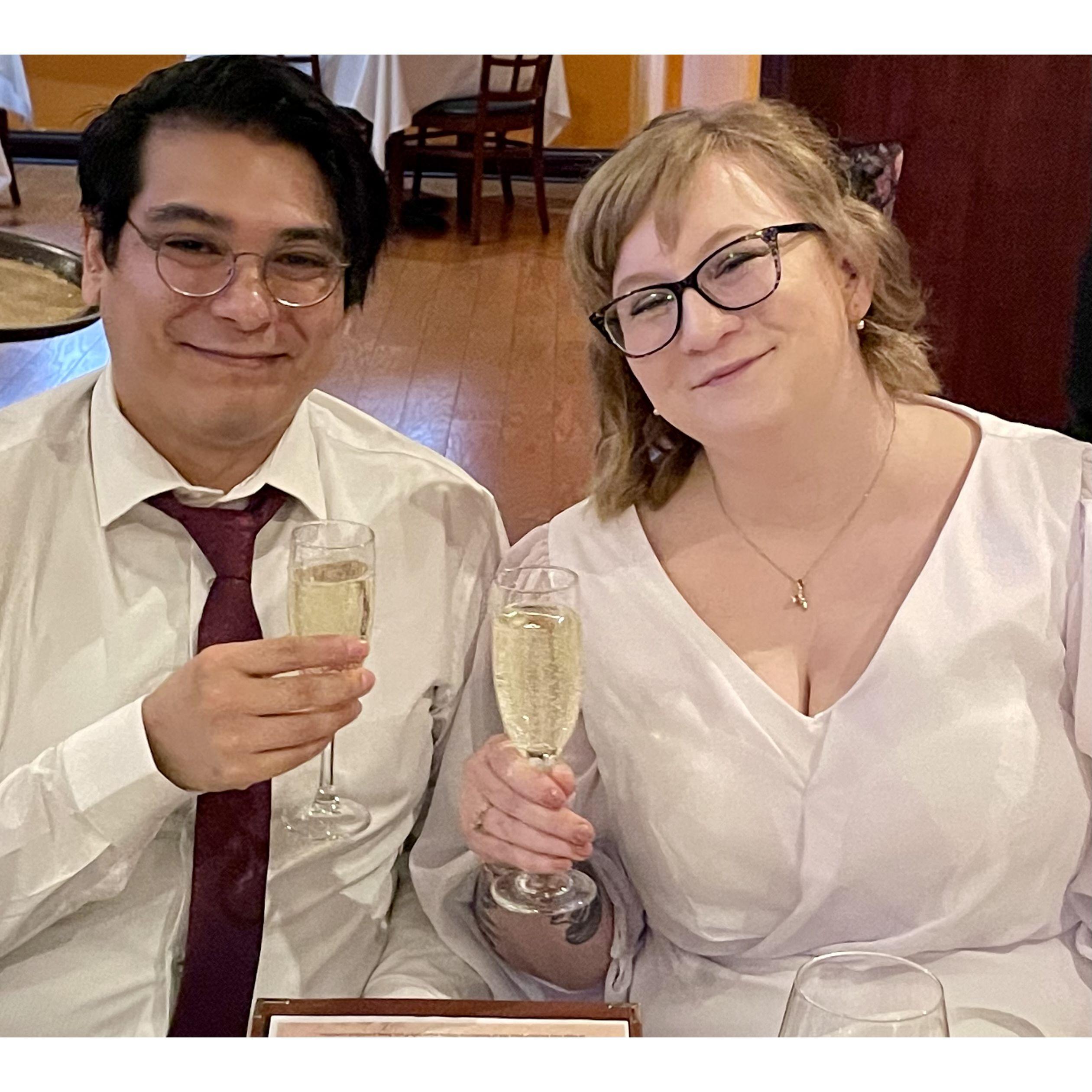 After the ceremony, we ate at a restaurant in Gurnee to celebrate.
