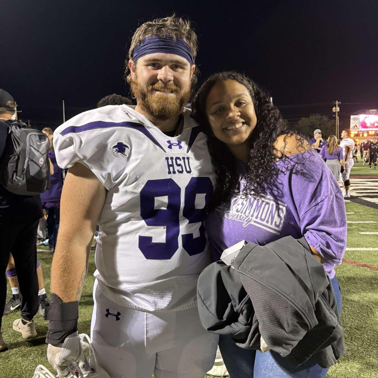 One of Cayen's football games in college vs McMurray (we won)!