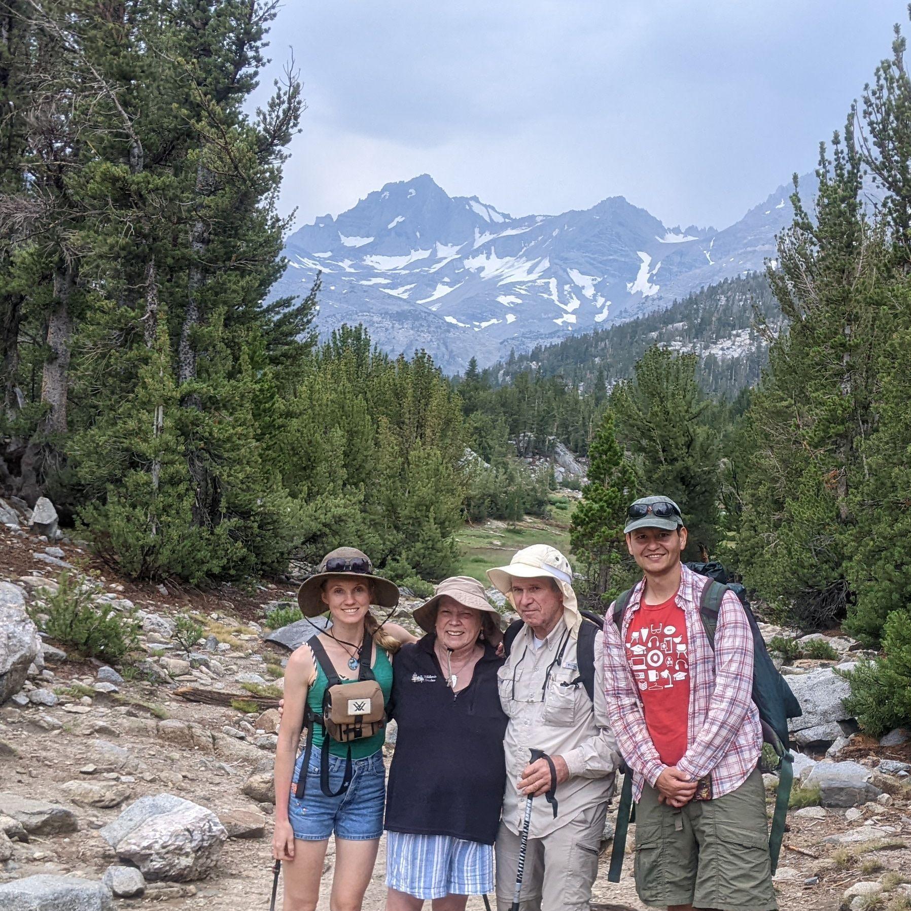 Hiking with Emma's parents, Celia and Jan, in California, where Anton and Emma now live