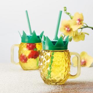 Paradise Pineapple Mason Drinking Jar, Set of 4