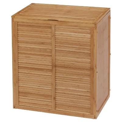 Ecostyle Louver Double Hamper Light Brown Bamboo - Creative Bath