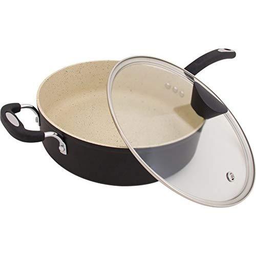 Ozeri ZP10-5L Stone Earth All-in-One Sauce Pan 100% APEO, GenX, PFBS, PFOS, PFOA, NMP and NEP-Free German-Made Coating, 5 L (5.3 Quart), Lava Black
