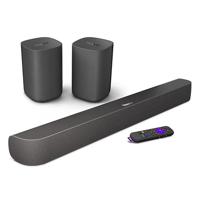 Roku Streambar Pro, 4K/HD/HDR Streaming Media Player & Cinematic Sound, All in One, Includes Roku Voice Remote with Headphone Jack + Roku Wireless Speakers