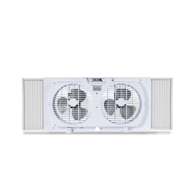 BLACK+DECKER 9" Dual Window Fan for Window Screen with 2 Speed Settings, Twin Window Fan with Mechanical Controls and Removable Legs,Black