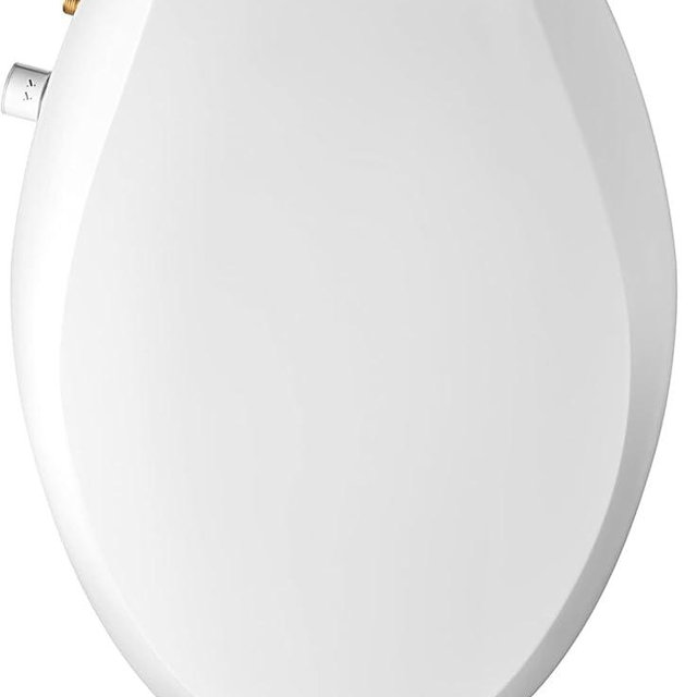 Clirass Elongated Bidet Toilet Seat with Quiet-Close, Non-Electric Bidet Mode with Dual Nozzles, Fit Elongated Toilet Seat, Adjustable Water Pressure with Brass inlet