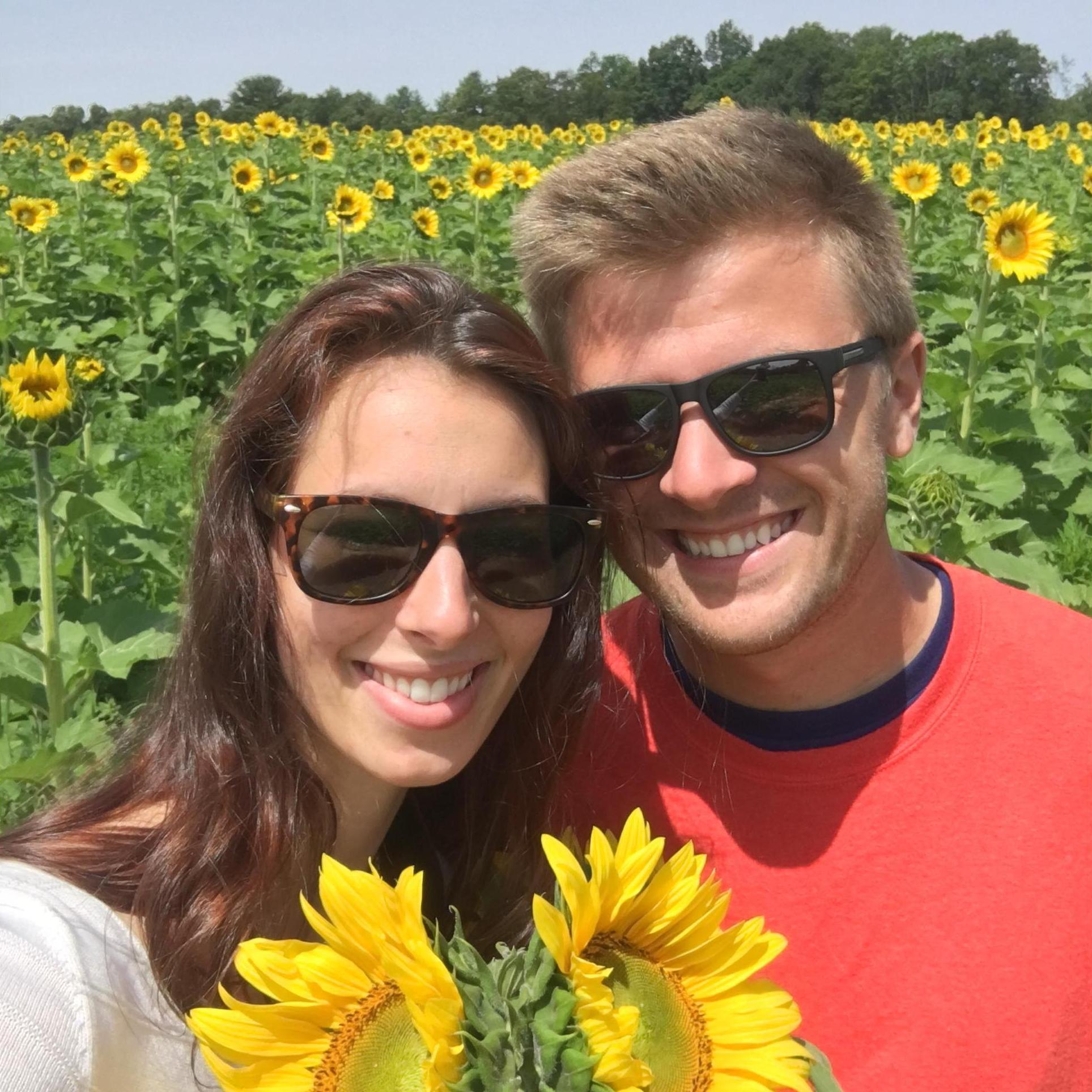 Checking out a sunflower festival at Coppal House farm in Lee, NH.