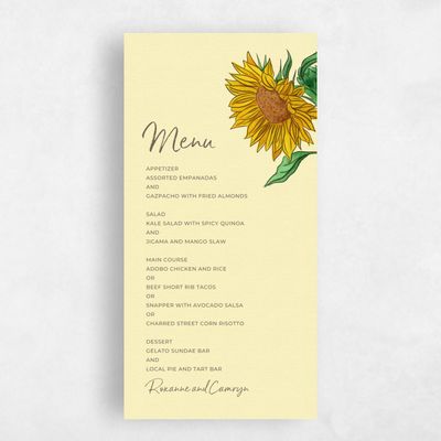 Yellow Wedding Menu - Bonnie